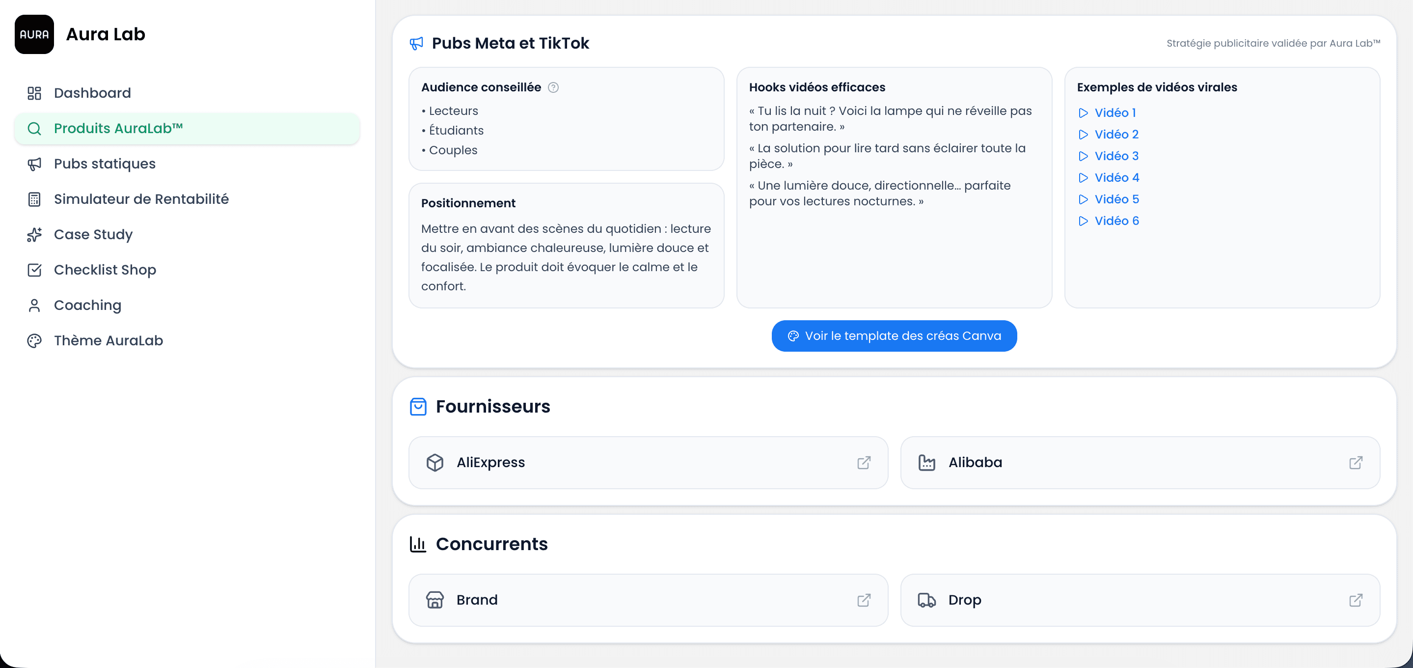 Produits gagnants Aura Lab 2